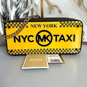 NWT Michael Kors RARE NYC Yellow Taxi License Plate Box Clutch/Crossbody